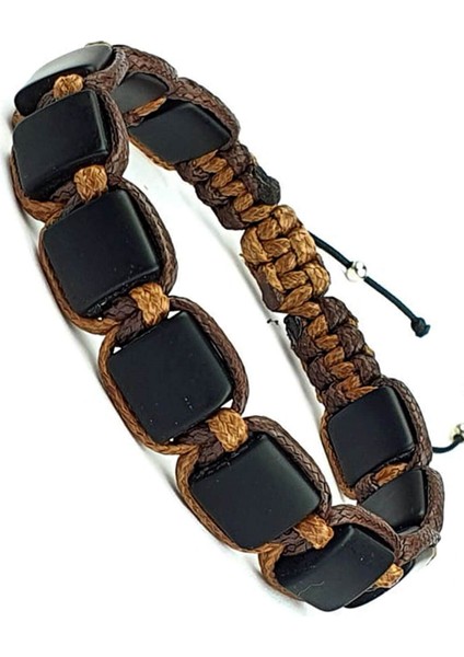 Mat oniks taşlı tasarım el işi şambala bileklik