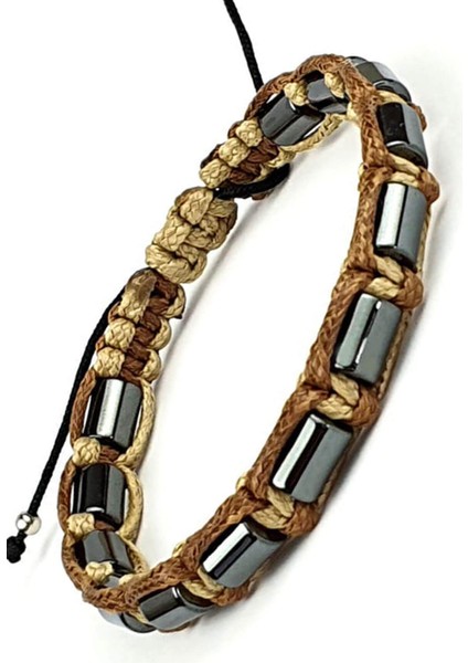 Hematit taşlı el işi şambala bileklik