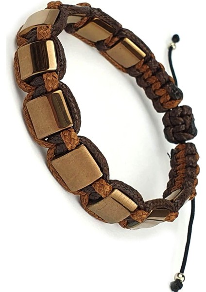 Hematit taşlı tasarım el işi şambala bileklik