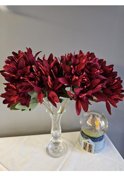 5 Dallı Bordo Çan Çiçeği 34 cm El Buketı Vazo Aranjman Dekor Çiçeği fiyatları