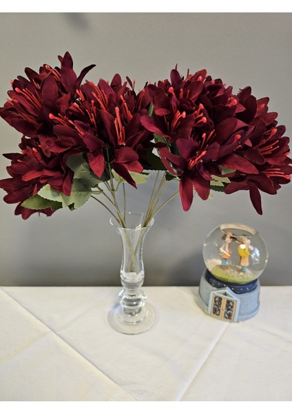5 Dallı Bordo Çan Çiçeği 34 cm El Buketı Vazo Aranjman Dekor Çiçeği fırsatları