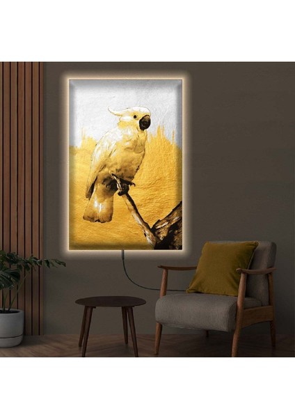 Ledli 90x60 Papağan Kanvas Tablo