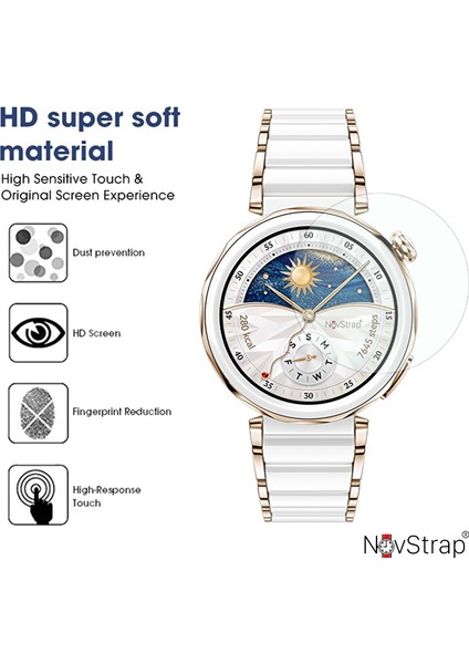 Novstrap Huawei Watch Gt5 Pro 42MM ile Uyumlu Ekran Koruyucu Temperli Cam Kolay Uygulama Aparatlı