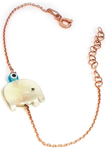 Sedef taşlı Fil figürlü gümüş rose minimal bileklik fiyatları