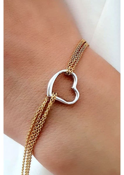 Altin işçiliği gümüş kalp bileklik