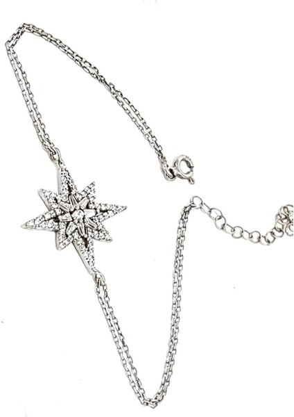 Baget kesim zirkon taşlı kutup yıldızı figürlü Bayan Bileklik