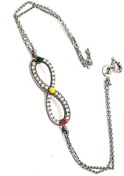 Sonsuzluk figürlü 925 ayar gümüş zirkon taşlı bileklik