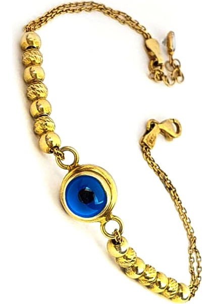 Nazar boncuklu gumus altin kaplama gümüş bileklik