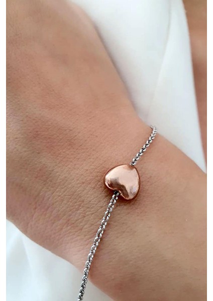 Kalp figürlü gümüş italyan tasarımı bileklik