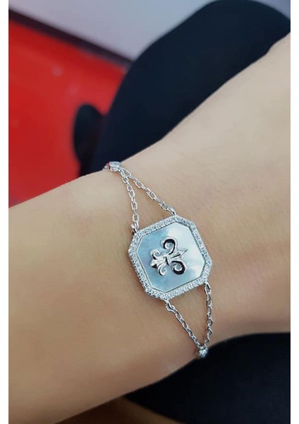 İsis çiçeği sedef ve zirkon taşlı gümüş bayan bileklik fiyatları