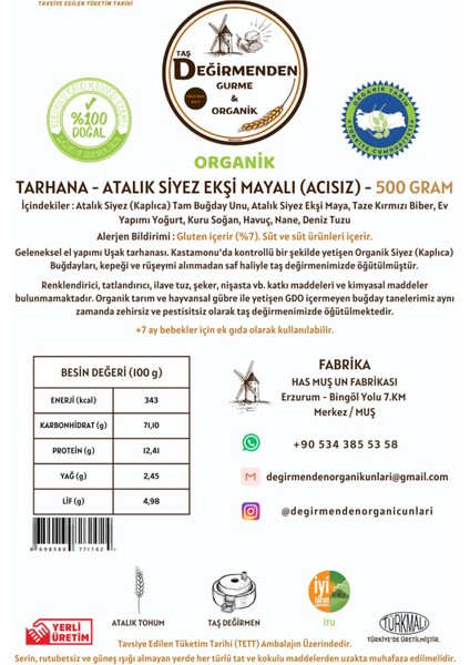 Organik Atalık Siyez Unlu Tarhana - Atalık Siyez Ekşi Mayalı (Acısız)