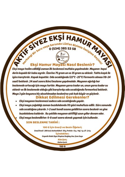 Organik Atalık Siyez Ekşi Hamur Mayası 8 Yıllık Aktif - 150 Gram