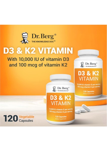 Vitamin D3 K2 W/mct Powder - Includes 10,000 Iu Of Vitamin D3, 100 Mcg Mk7 Vitamin K2, Purified Bile Salts, Zinc & Magnesium For Ultimate Absorption - 120 Capsul fırsatları