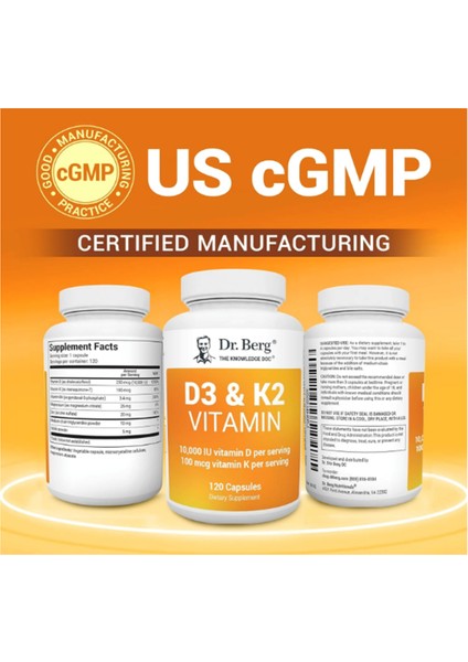 Vitamin D3 K2 W/mct Powder - Includes 10,000 Iu Of Vitamin D3, 100 Mcg Mk7 Vitamin K2, Purified Bile Salts, Zinc & Magnesium For Ultimate Absorption - 120 Capsul indirimleri