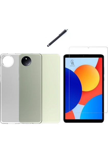 Xiaomi Redmi Pad Se 8.7 Inç ile Uyumlu Şeffaf Esnek Silikon Tablet Kılıfı Ekran Koruyucu ve Kalem