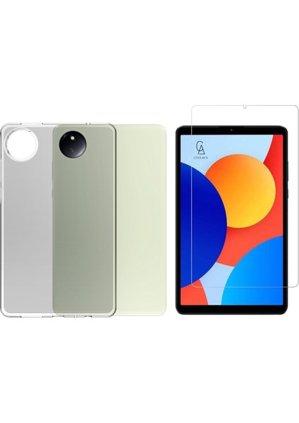 Xiaomi Redmi Pad Se 8.7 Inç ile Uyumlu Şeffaf Esnek Silikon Tablet Kılıfı Ekran Koruyucu ve Kalem