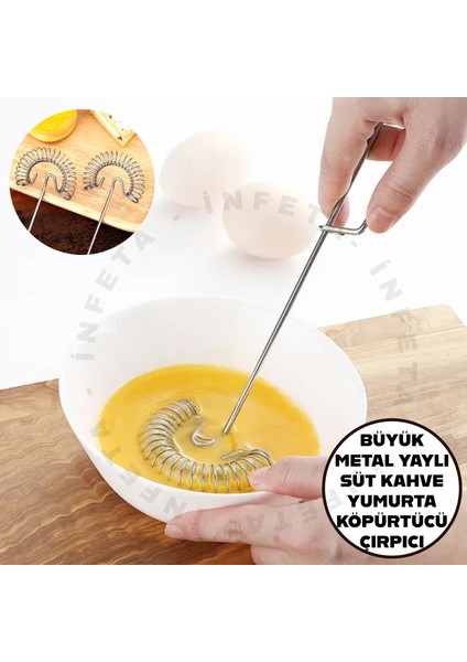 Yaylı Yumurta Süt Kahve Çırpıcı Metal Yeni Model Mikser Krem Sos Karıştırıcı Saplı