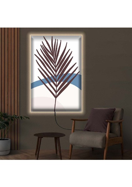 Ledli 50x70 Kolaj Çizim Yaprak Kanvas Tablo