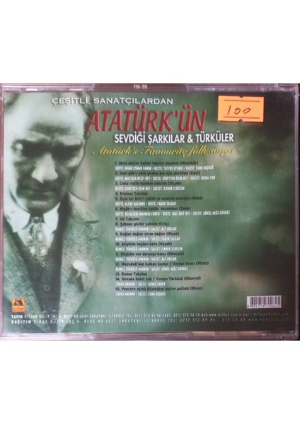 Atatürk'ün Sevdiği Şarkılar – Türküler CD