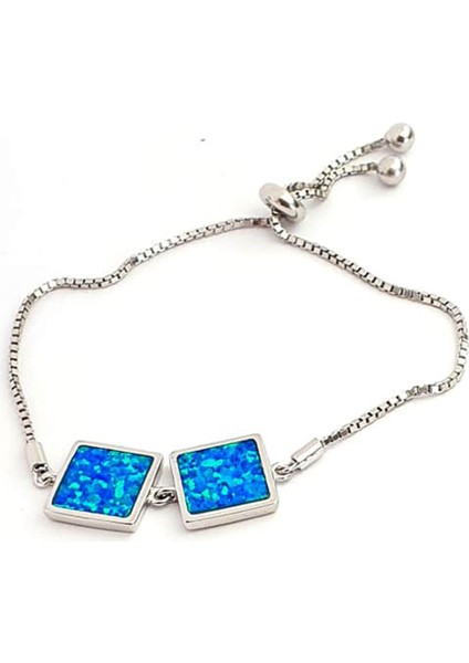 İtalyan 925 ayar gümüş ayarlanabilir asansörlü opal kare bileklik fiyatları