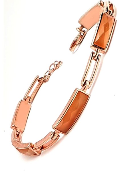 Oseshop Italyan Tasarımı 925 Ayar Gümüş Rose Kedi Gözü Taşlı Bileklik fiyatları