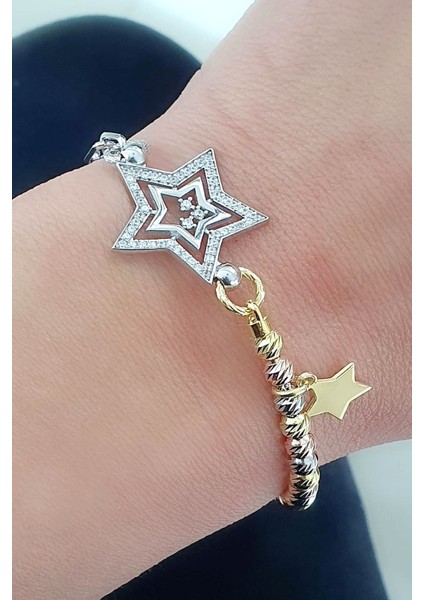 Yıldız Figürlü 925AYAR Gümüş Dorika Trend Bileklik