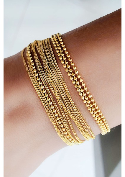 İtalyan 925 ayar Gümüş Üzerine Altın Kaplama Çok Zincirli Tasarım Bileklik modelleri