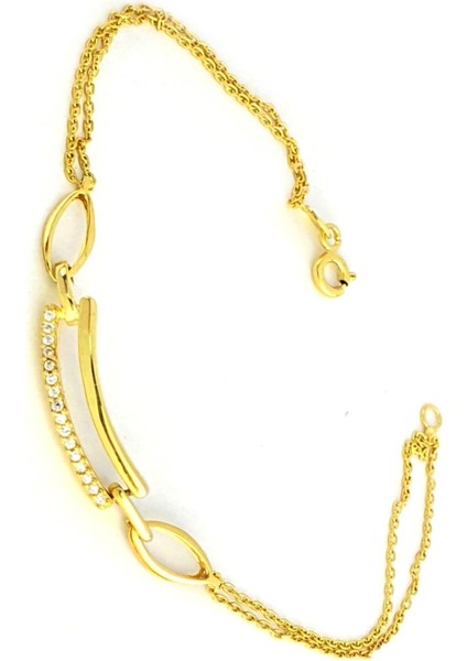 Altın işçiliğinde Zirkon Taşlı 925ayar Gümüş Üzerine Altın Kaplama İtalyan Bileklik