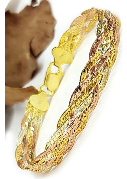 Altın İşçiliğinde İtalyan Tasarımı 5 Sıra Hasır Gümüş Bileklik modelleri