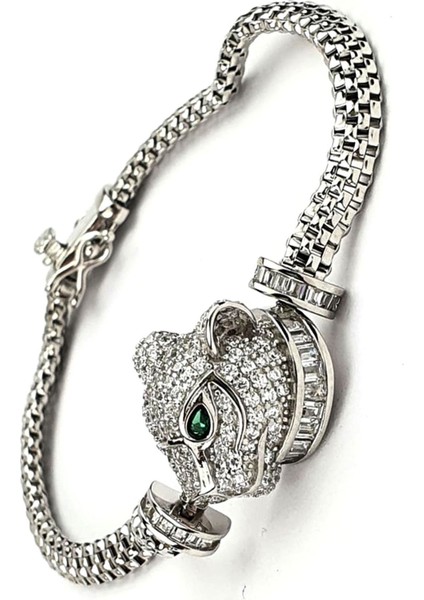 pırlanta ışıltısında zirkon taşlı italyan tasarımı 925 ayar gümüş lüks Kaplan bileklik