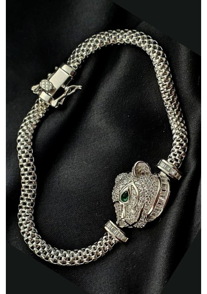 pırlanta ışıltısında zirkon taşlı italyan tasarımı 925 ayar gümüş lüks Kaplan bileklik fiyatları