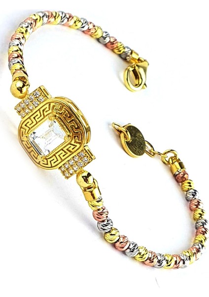 Baget zirkon Taşlı 925ayar Gümüş 3 Renk Dorika Bileklik