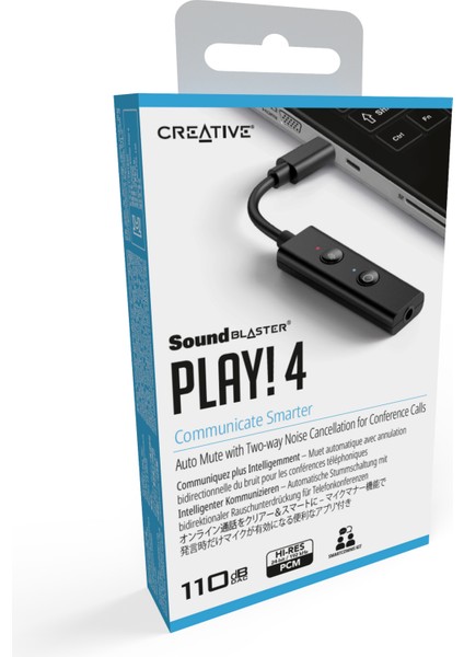 Sound Blaster Play! 4 , Usb-C Harici Stereo Ses Kartı Dac, Windows, Mac, Ps4, Ps5, Pc, Uyumlu