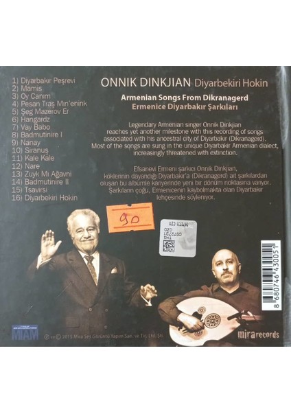 Onnik Dinkjian – Diyarbekiri Hokin CD