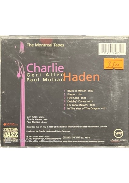 Charlie Haden Geri Allen Paul Motian The Montreal Tapes CD