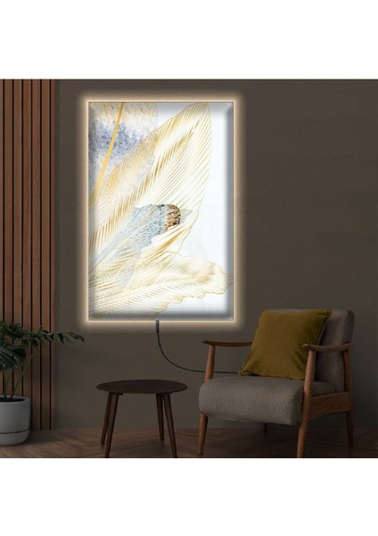 Ledli 90x60 Soyut Desen Çiçek Kanvas Tablo