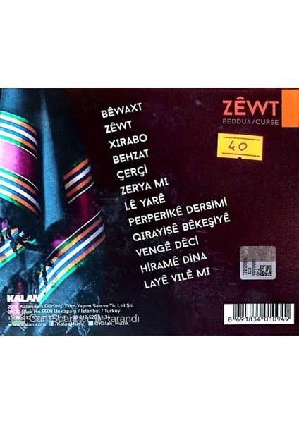 Doğan Zewt Beddua Kürtçe CD