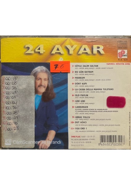 Barış Manço – 24 Ayar Kapaksız Kırmızı Bandrollü CD