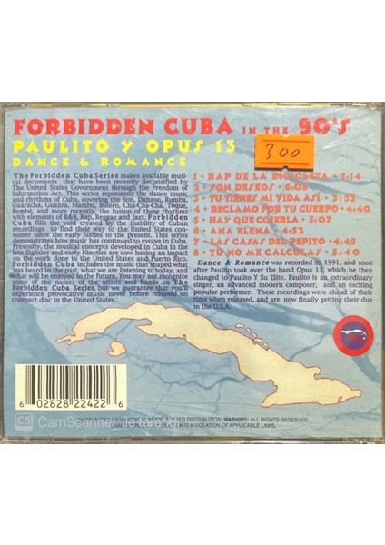 Forbidden Cuba in The 90's Paulito Y Opus 13 CD