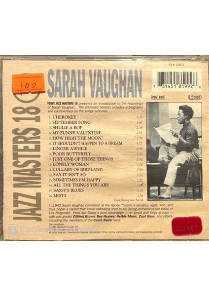 Sarah Vaughan – Jazz Masters 18 CD fiyatları