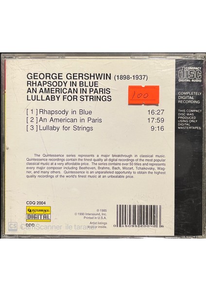 Gershwin Rhapsody In Blue American In Paris CD fiyatları