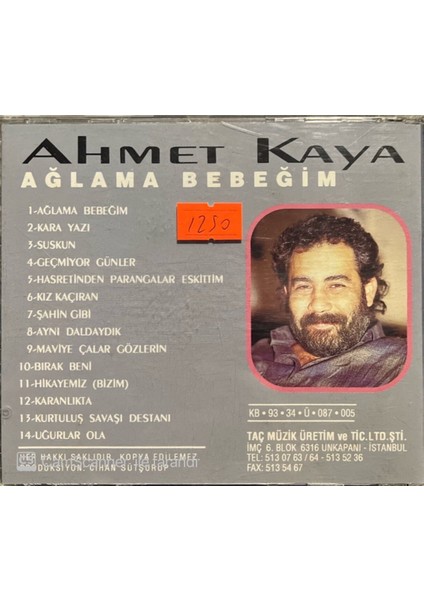 Ahmet Kaya – Ağlama Bebeğim Nadir Taç Plak Baskı CD