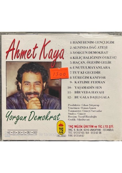 Ahmet Kaya – Yorgun Demokrat Nadir Taç Plak Baskı CD