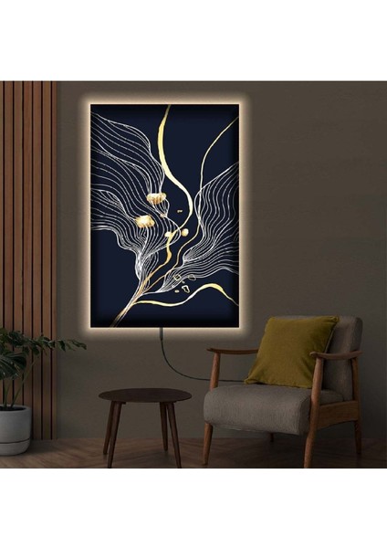 Ledli 90x60 Soyut Desen Kanvas Tablo