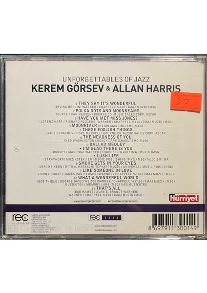 Kerem Görsev - Allan Harris Unforgettables of Jazz CD
