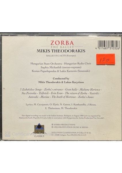 Theodoraki Zorba – The Ballet CD fiyatları
