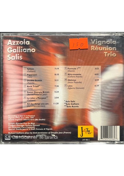 Azzola Galliano – Salis Vignola Reunion Trio Jazz CD