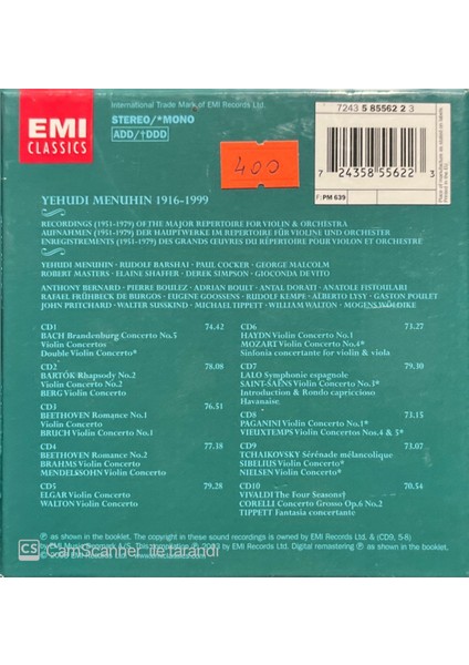Yehudi Mehunin – The Violinist 10 CD Lik Set