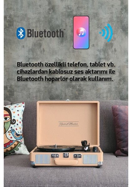 *ücretsiz Kargo Record Master ST14012 Günbatımı Sarı Retro Pikap Bluetooth ve Şarj Özellikli Retro Pikap 33, 45, 78 Devir