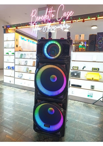 100 Watt Dev Ses Kutusu Bluetooth Hoparlör İki Mikrofonlu Karaoke Cihazı fırsatları